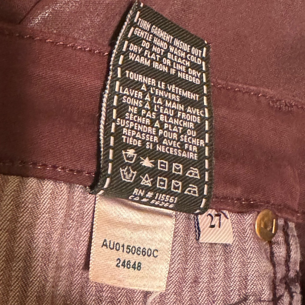 7 For All Mankind The Skinny Coated Jeans | Size 27 | Coated Ruby Rust - Picture 9 of 10